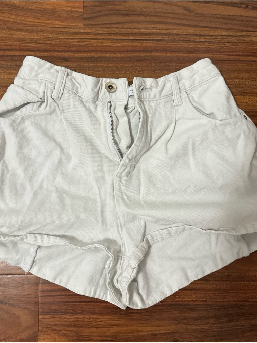 Bershka White High-Waist Cotton Shorts